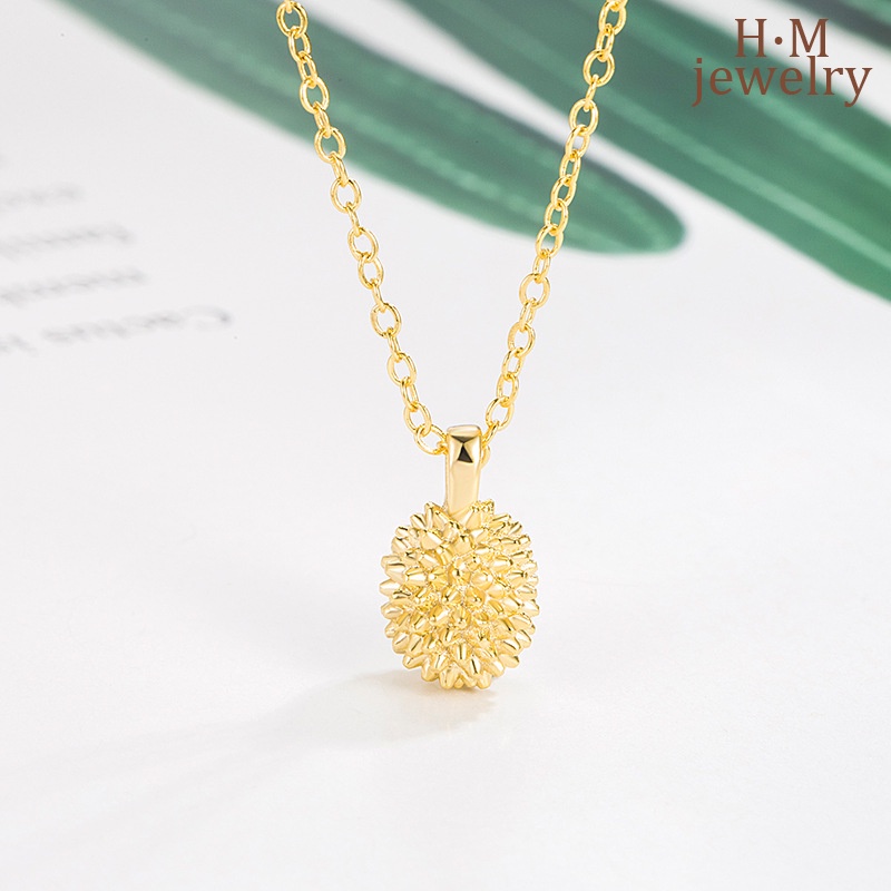 S925 Perak Disepuh Durian Kalung Terjangkau Mewah Fashion Bermutu Tinggi Liontin
