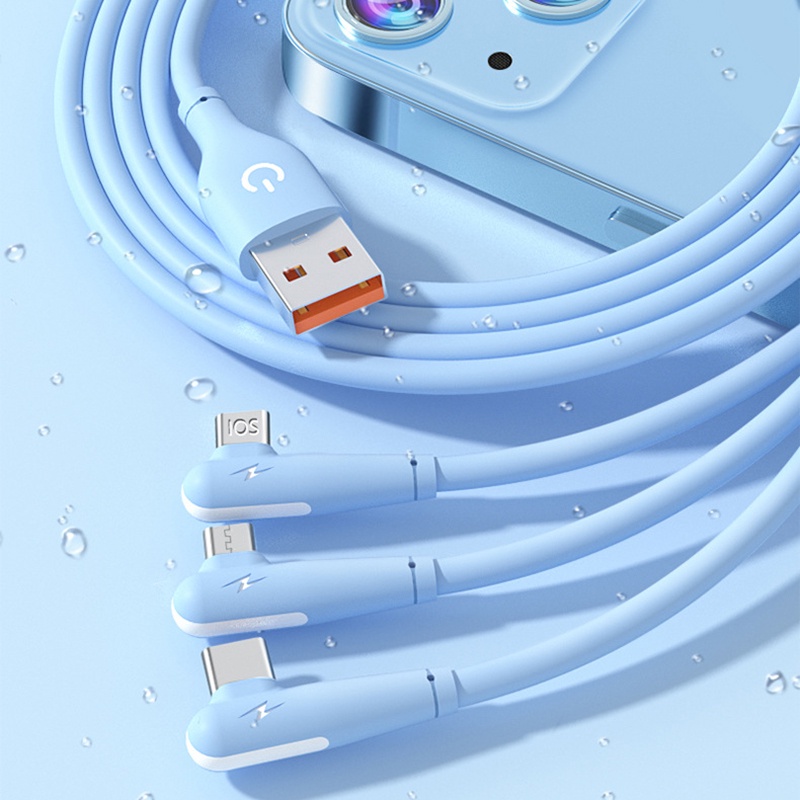 Kabel Cas 66W 3in1 6A Type-C Fast Charging 2.4A Lightning Charge 2A Untuk Micro Fast Charging Cable