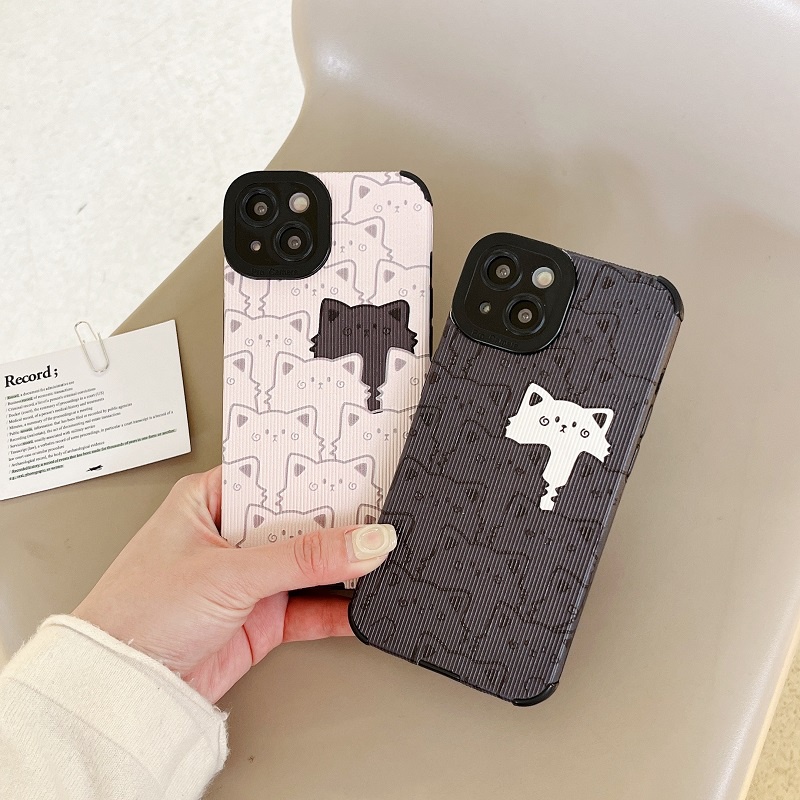 IPHONE Case Pelindung Kitty Lucu Kartun Butir Vertikal Untuk Iphone14 13 12 11 Pro MAX X XR XS Max7 8 Plus Anti-drop Kamera Pelindung