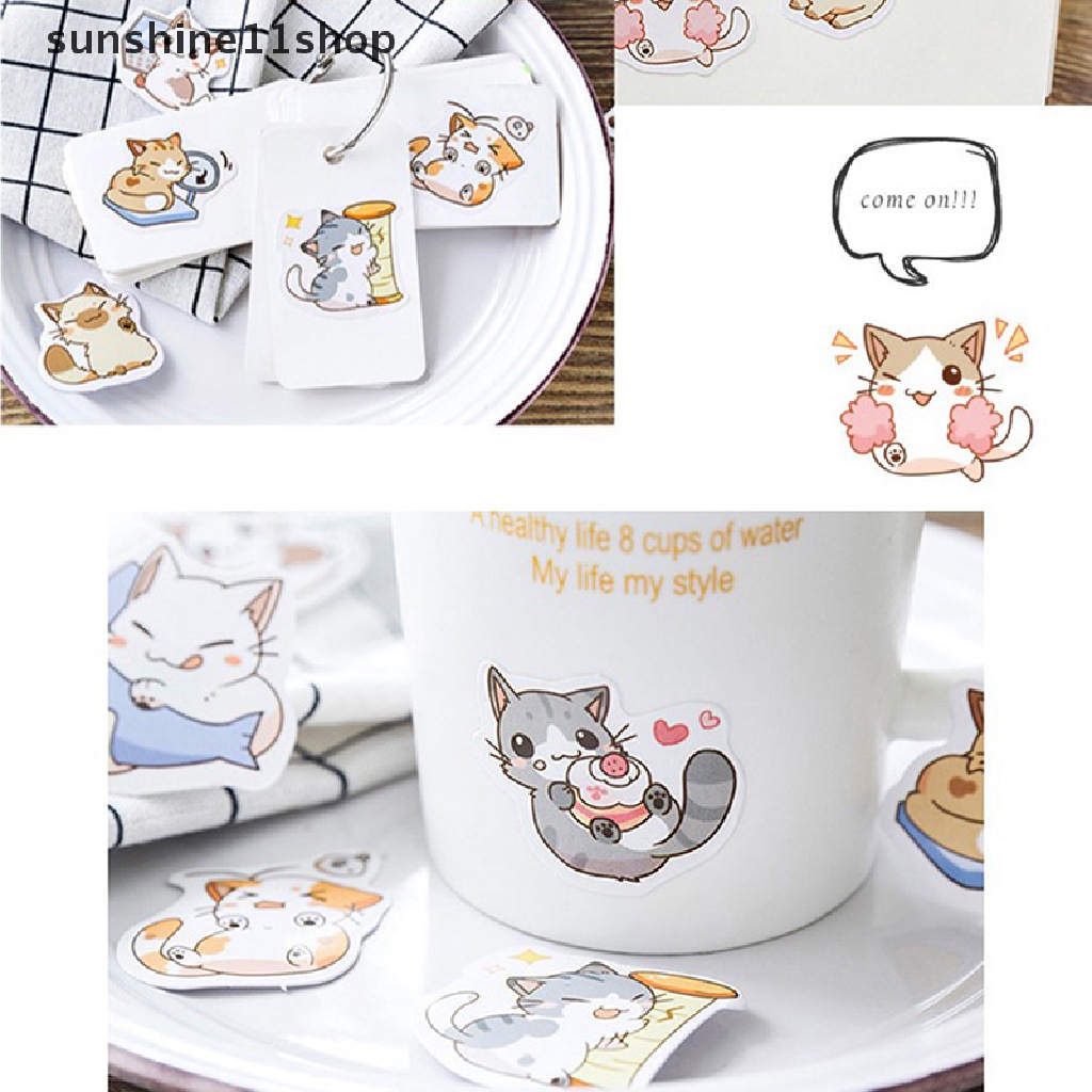 Sho 45pcs/box My Naughty Cats Diy Mini Paper Sticker Diary Album Scrapbooking Dekorasi Stiker Kawaii Stationery N