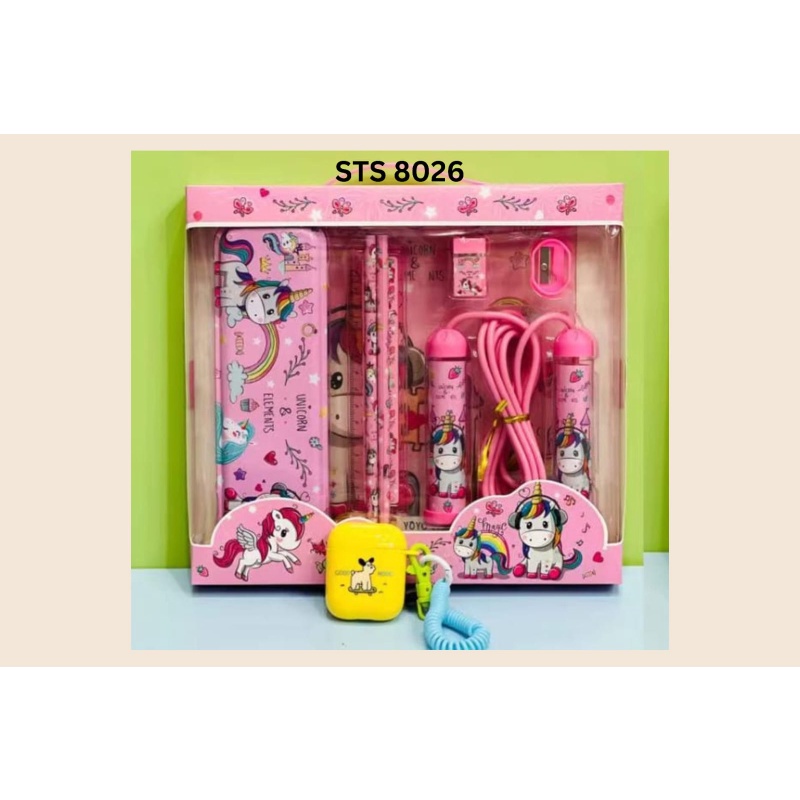 

STUDY SET ALAT TULIS SEKOLAH ATK ANAK MURAH SALE STUDY SET PENSIL CASE+SKIPING MOTIF UN 8026