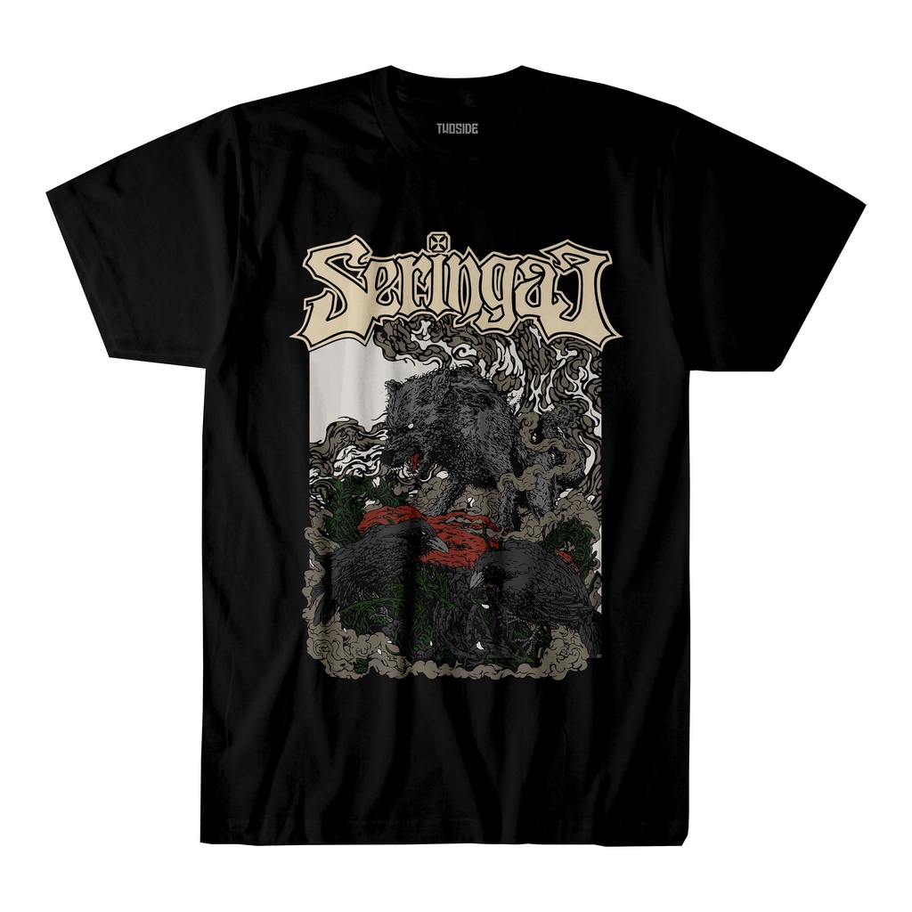 T shirt Kaos Baju Band Seringai Code Wolf Crow Merchendise Series Dewasa Unisex