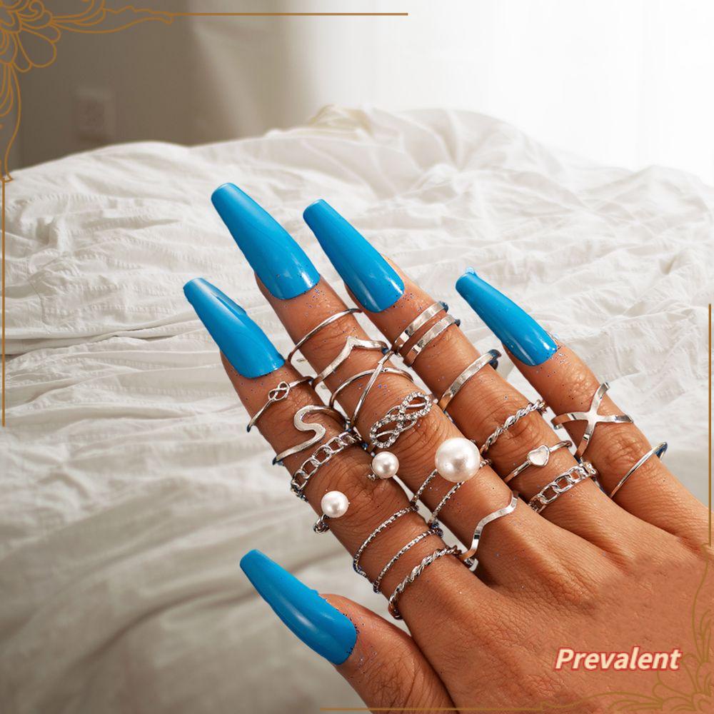 Preva 18pcs/Set Cincin Set Wanita Cewek Hollow Knuckle Ring Bohemian