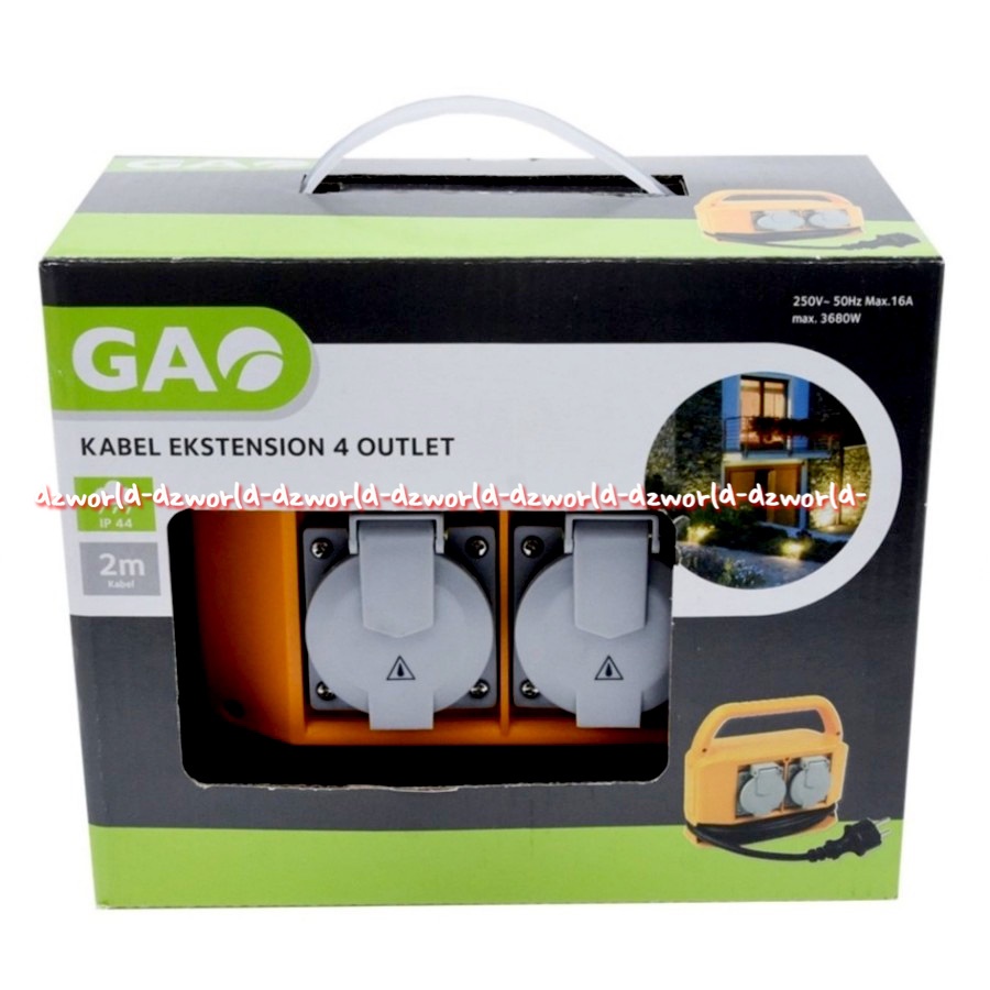 Gao Kabel Ekstension 4 Outlet Panjang Kabel 2 meter Steker Stop Kontak Colokan Outdoor Dengan Tutup 4 Lubang Kabel Sambung Tutup Kuning