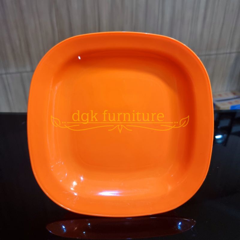 Piring Makan SEGI EMPAT SEGI 4 Plastik No 8 Inch Inci Diameter 20 cm PINK ORANGE HIJAU BIRU WARNA PASTEL FOOD GRADE