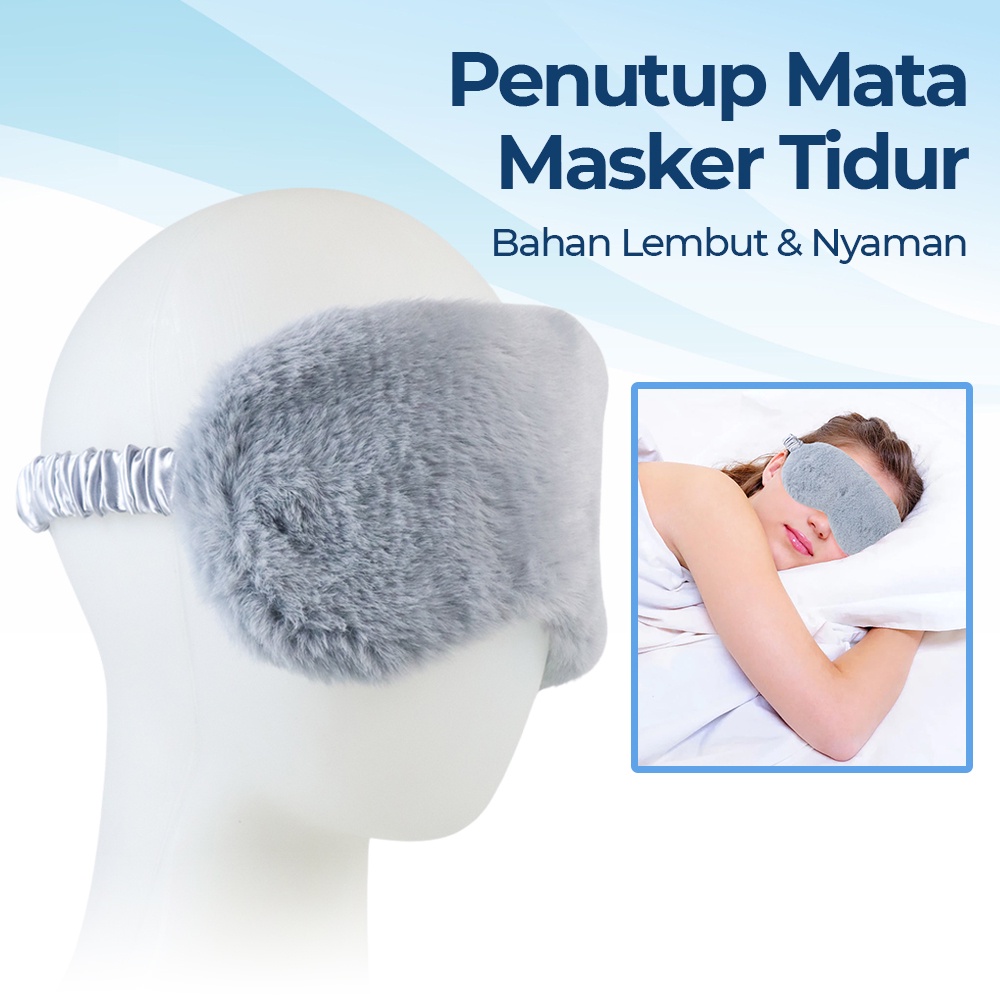 Sleeping Mask Blindfold Eye Patch Penutup Mata Masker Tidur Bulu - 021 - Gray