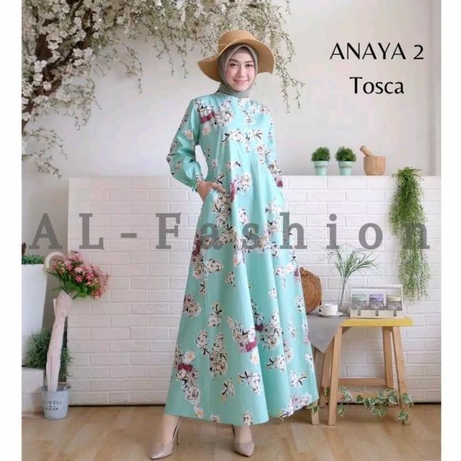 Gamis Anaya bahan katun jepang/gamis bunga bunga cantik katun jepang