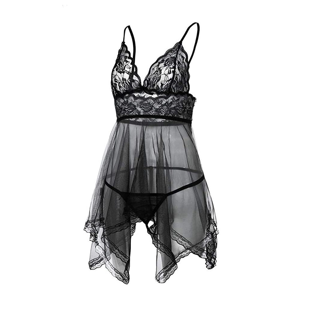 •GUMMY• BT002 Pakaian Lingerie Sexy V-Neck Model Renda Serat Mesh Eksotis / G String Bra Set Dres-8