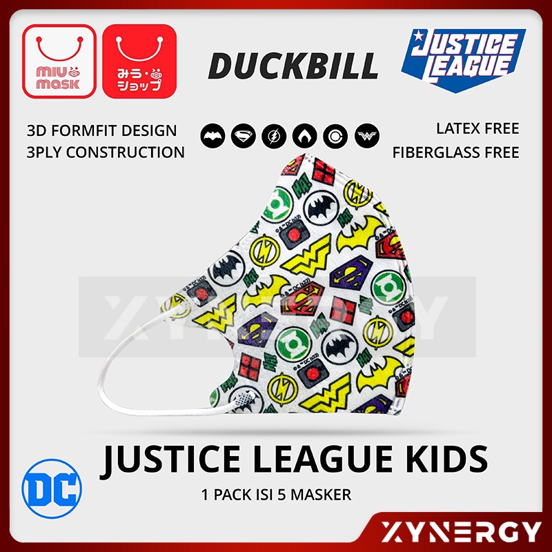 Masker MIU MASK Justice League 3D Duckbill Mask Anak (3Ply)