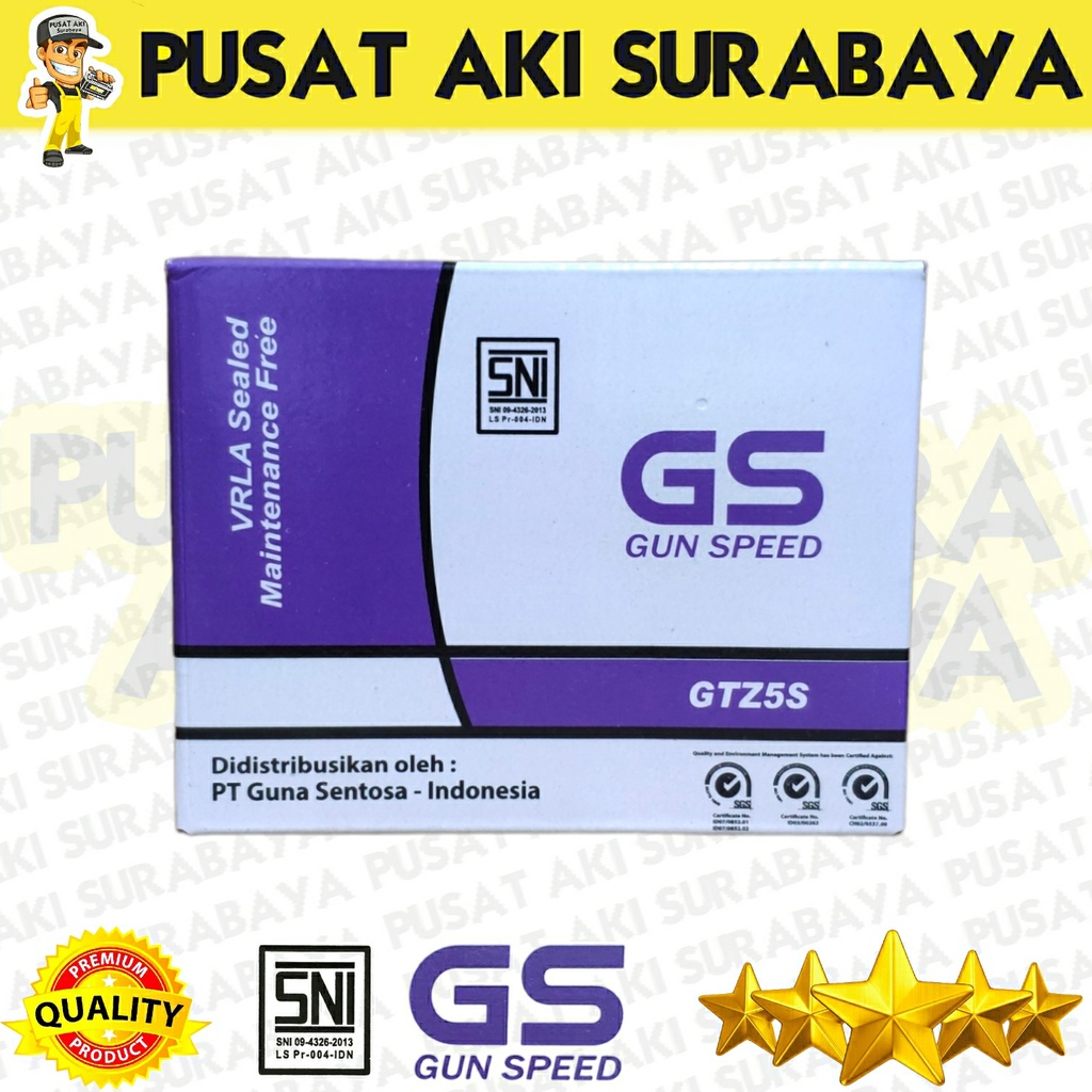 AKI KERING GS GTZ5S GOLD SHINE 3.5Ah ACCU MOTOR YAMAHA XEON BYSON VIXION NVL MX KING JUPITER MX MIO SOUL MTZ5S YTZ5S YTZ4V DTZ5S