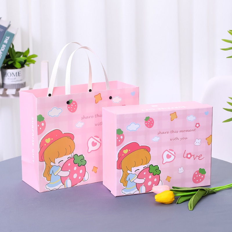 Paper Bag PREMIUM / Paper Bag Cute Biru / Pink (HANYA PAPER BAG SAJA )