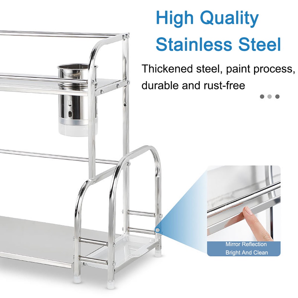 Rak Bumbu Masak Dapur Serbaguna Susun Tingkat Stainless Spice Rack
