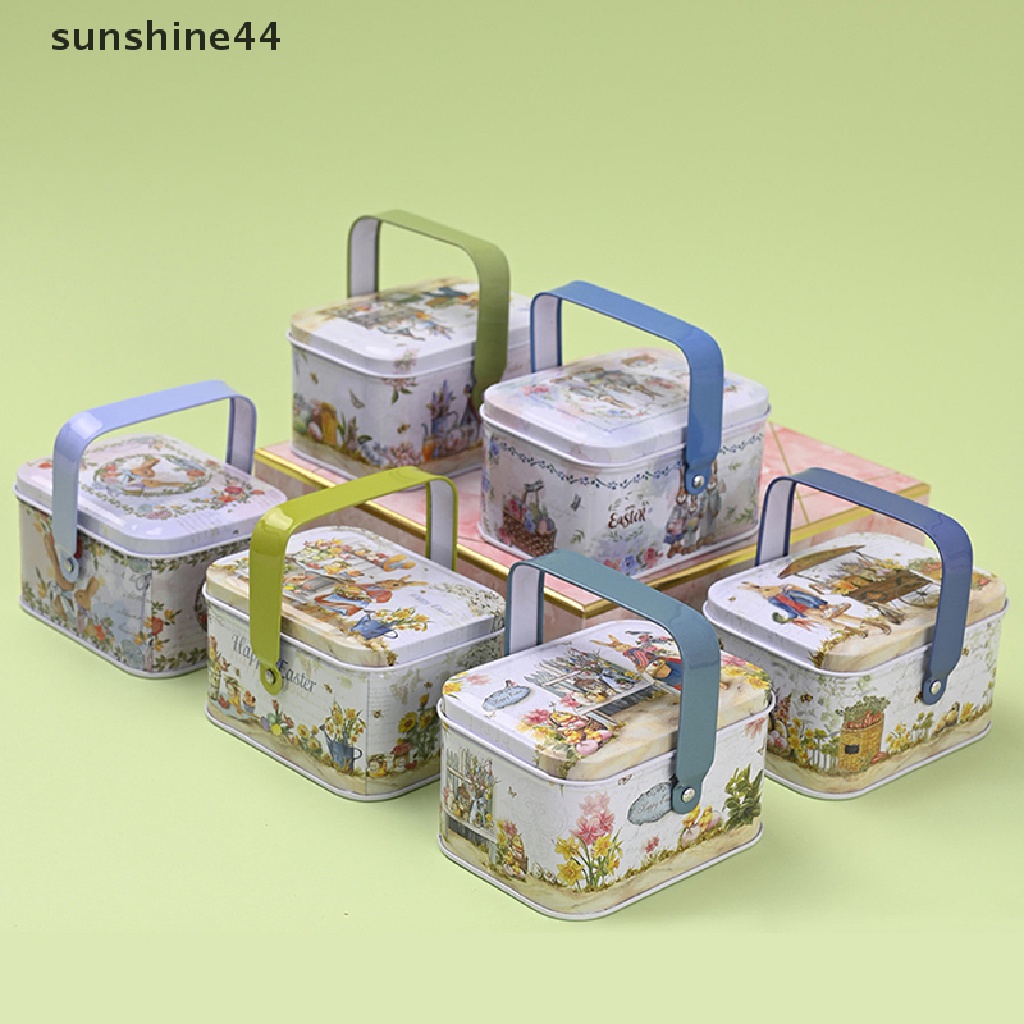 Sunshine Vintage Penyimpanan Koper Kecil Tinplate Candy Box Gift Box Dekorasi Paskah ID