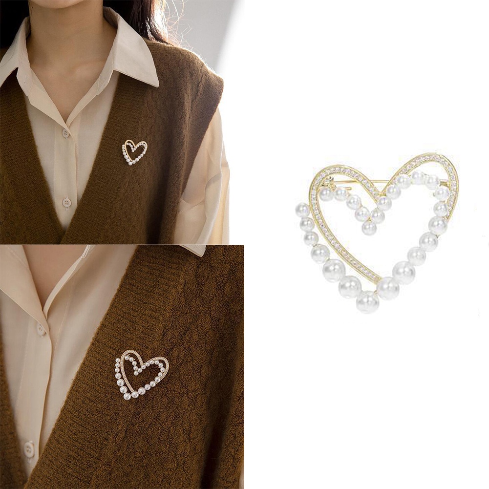 Heart Shape Brooch Artist Jewelry Anti Stray Light Christmas New Year Gift Anti-glare Suit Shirt Wedding Party Alloy Cuff Collar Needle