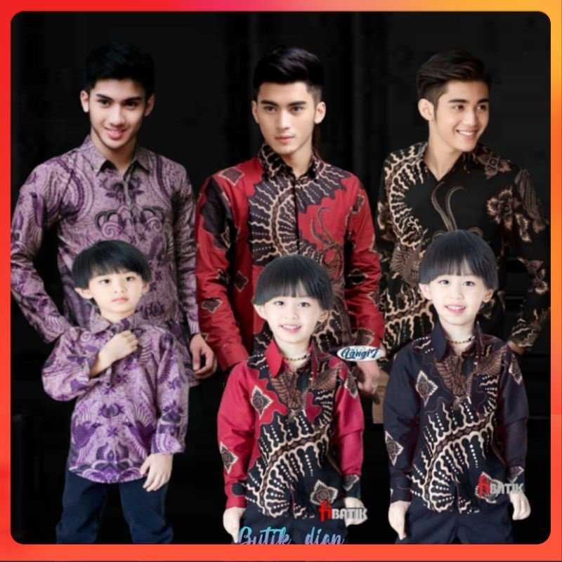 BaAJU BATIK AYAH ANAK- KEMEJA BATIK AYAH ANAK COUPLE UMUR 2-12 TAHUN TERBARU BUTIK_dian