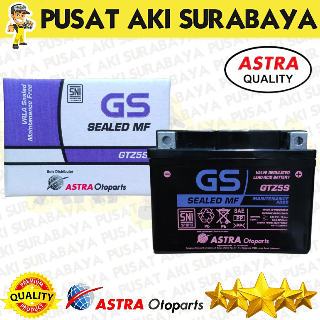 TERMURAH BATTERY GS ASTRA GTZ5S ACCU KERING MOTOR HONDA NEW BLADE VERZA NEW MEGAPRO MTZ5S YTZ5S YTZ4V DTZ5S