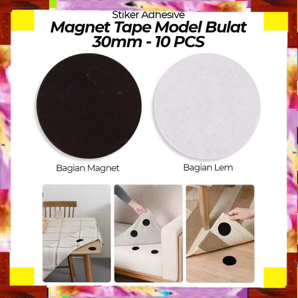 

Termurah Cuci Gudang Stiker Adhesive Magnet Tape Model Bulat 30mm 10 PCS - JC-3M - BlackTermurah Cuci Gudang