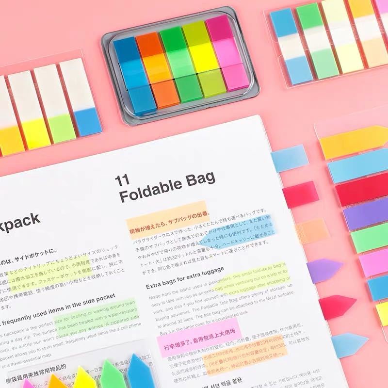 [Harga Grosir] 5warna Perlengkapan Sekolah Kantor Siswa Alat Tulis PET Sticky Notes Indeks Warna Warni Stiker Longgar Notes Index