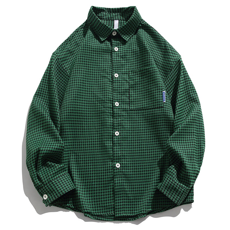 Kemeja Pria Premium Plaid Kemeja        Korea Tren Kasual  Kemeja Mantel  Semua    Panjang lengan