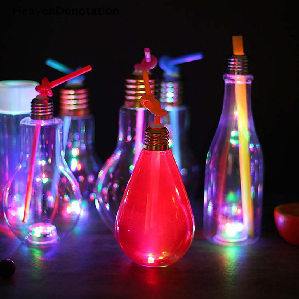 [HeavenDenotation] 200to500ml Clear Artificial Light Bulb Shaped Bottle Dapat Memancarkan Cahaya Minum Cup HDV