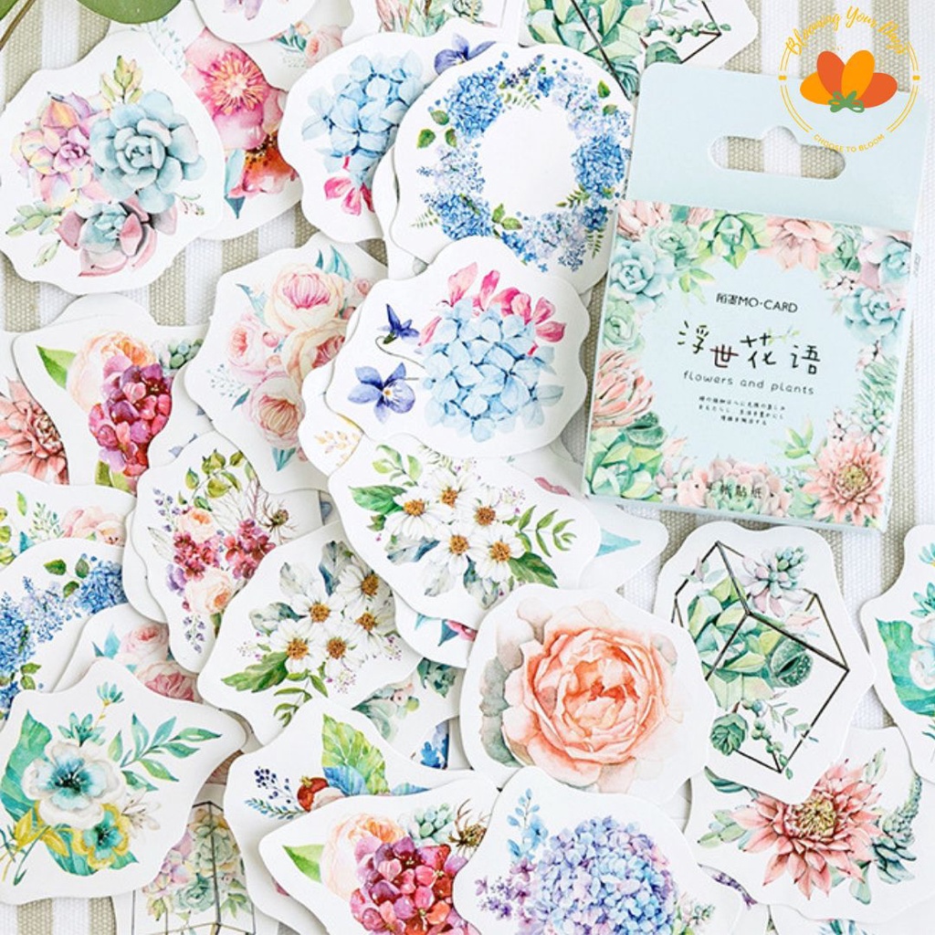

bloomingyourdays 45pcs Flower Floral Deco Sticker Planner scrapbook jurnal bunga pastel stiker