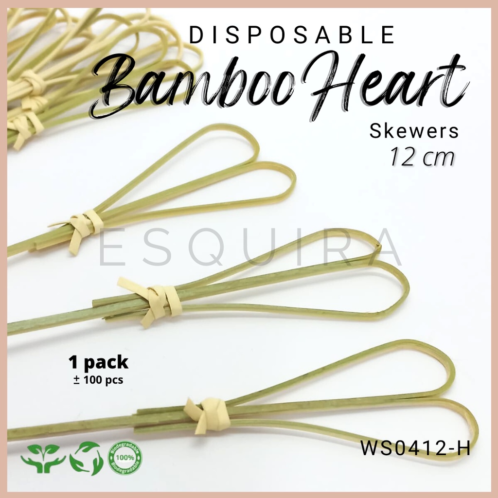 Tusuk Bambu Dessert  Simpul Hati / Bamboo Heart Skewers Cocktail 12 cm WS0412-H