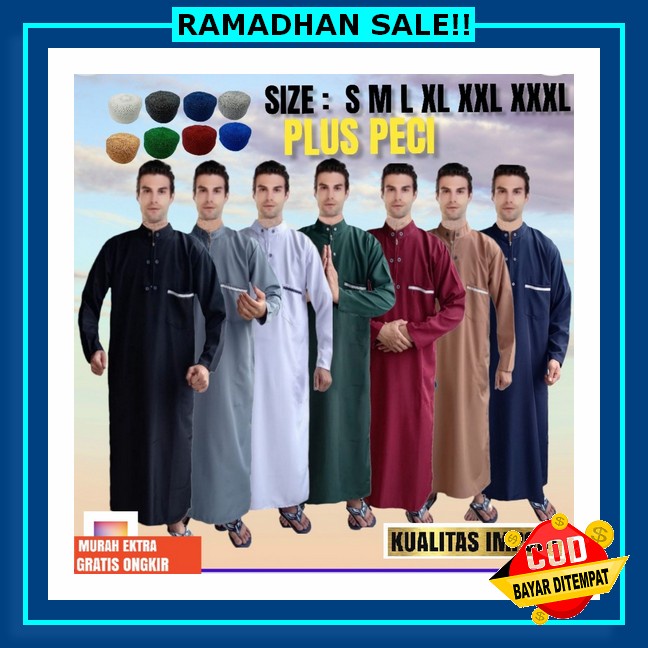 Jubah Gamis Pria Jubah Muslim Jubbah Al Faan Model Haramain/Alnoor Terbaru S-Xxl _Jb014 Konveksi Bes