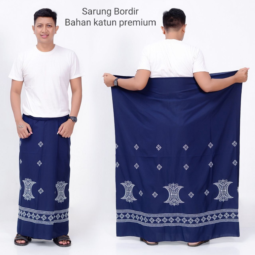 Sarung Katun Bordir Polos Dewasa / Sarung Bordir Aceh Premium / Sarung Wadimor / Sarung Bhs / Sarung Pria