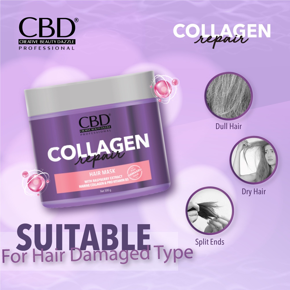 CBD Collagen Repair Hair Mask 500gr - Hair Mask Perawatan Rambut Rusak Kering Bercabang