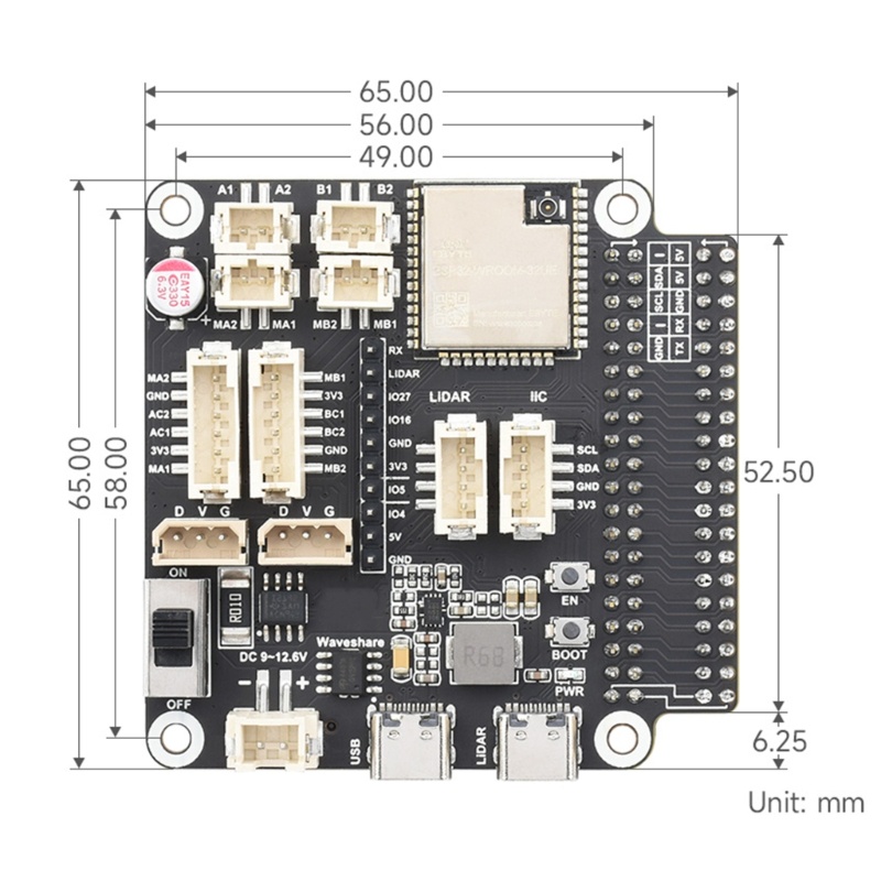 Zzz Papan Driver Umum Untuk Robot Mendukung Wifi ESP-NOW Komunikasi 7-13v Input Driver Board Type-C Download Port