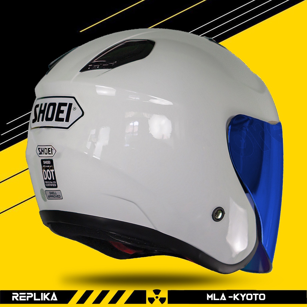 Helm Half Face MLA KYOTO YELLOW EXOTIC / Kaca Visor Venom Flat Blue-Gold-Silver-Hitam / Helm Pria Dan Wanita Dewasa PREMIUM COD