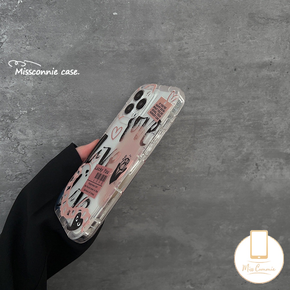 Casing Ponsel Comme des Garcons Merek Trendi Kompatibel Untuk iPhone 7Plus 11 13 14 12 Pro MAX XR X6 8 6S Plus XS MAX Graffiti Love Heart Label Airbag Lembut Tpu Cover