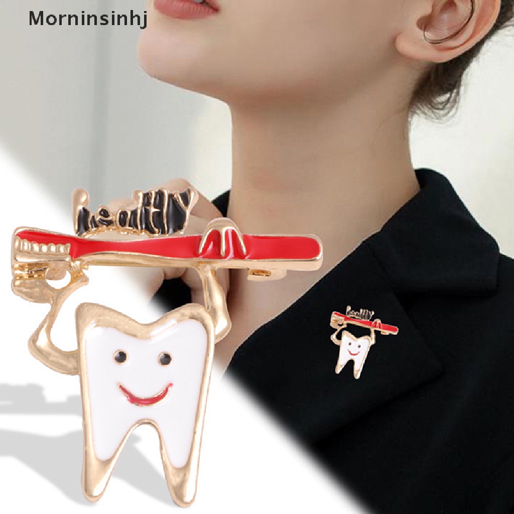 Mornin Kepribadian Tooth Toothbrush Enamel Lapel Bros Pin Perhiasan Logam Pin Kecil Untuk Hadiah Dokter Perawat id