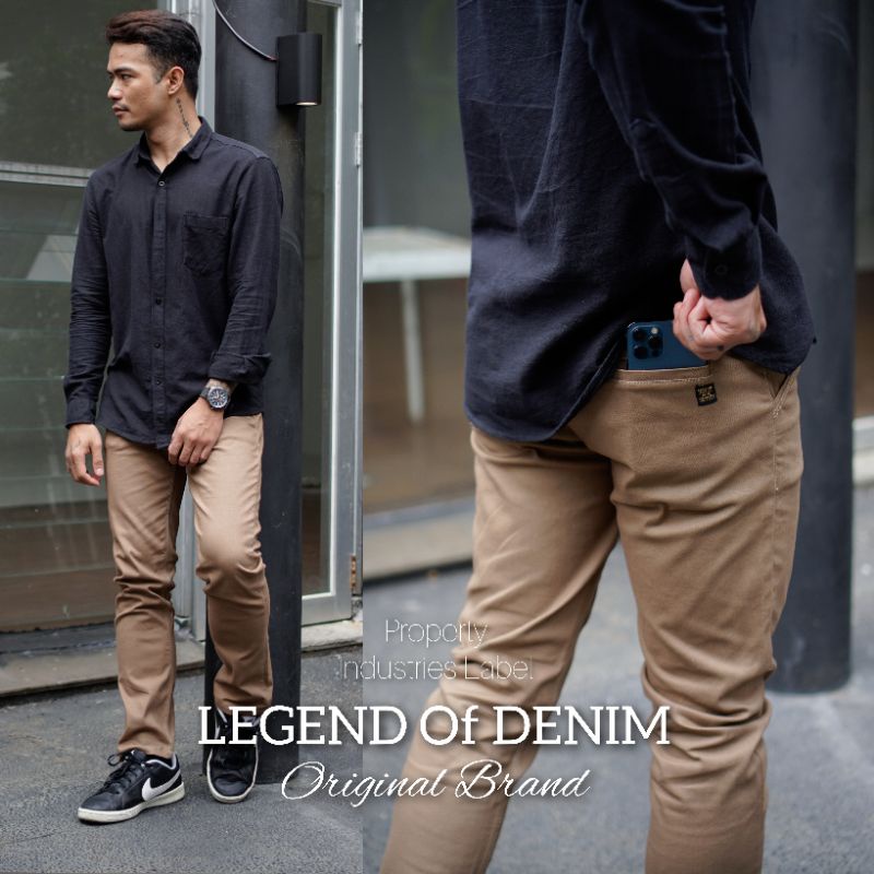 Legend Of Denim Celana Chino Panjang Stretch Moca pria celana chino warna Mocca LOD seri CNS007
