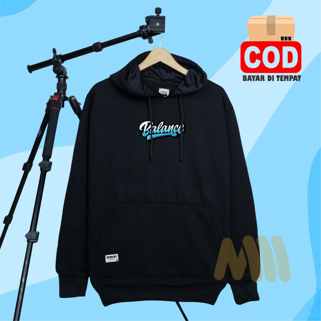 [COD] Sweater Hoodie Pria Hitam Balance Aesthetic Keren Original Distro Brand Mymicry Switer Hudie Cowok Cewek Oversize Tebal Terbaru