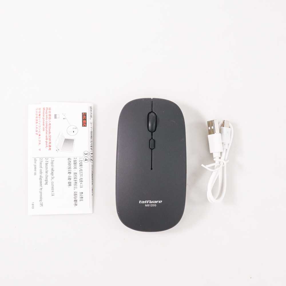 TAFFWARE Mouse Wireless Rechargeable 2.4G dengan Koneksi Bluetooth 5.2