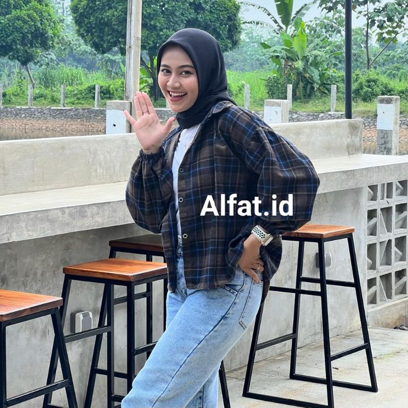 KEMEJA BALON WANITA // KEMEJA FLANEL // KEMEJA BALON FLANEL OVERSIZE // KEMEJA KOTAK KOTAK