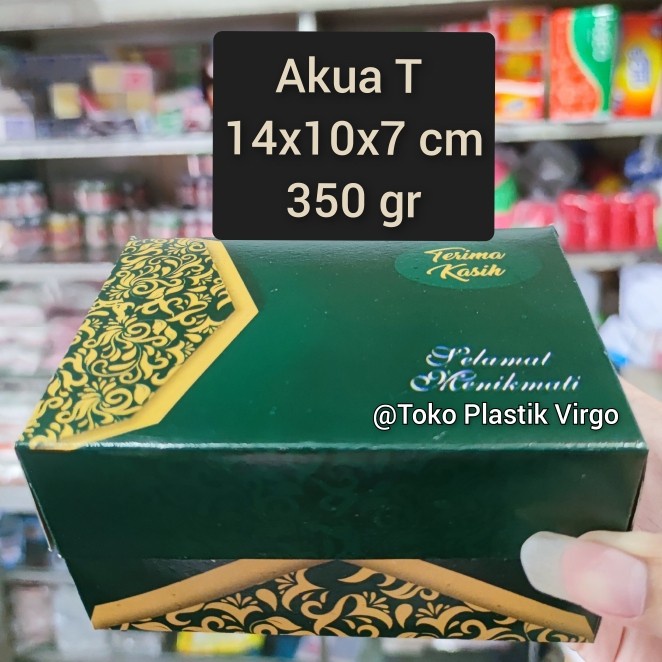 

Box / Kardus / Dus Snack Kue Makanan - 14x10x7 cm - Akua T Green Gold