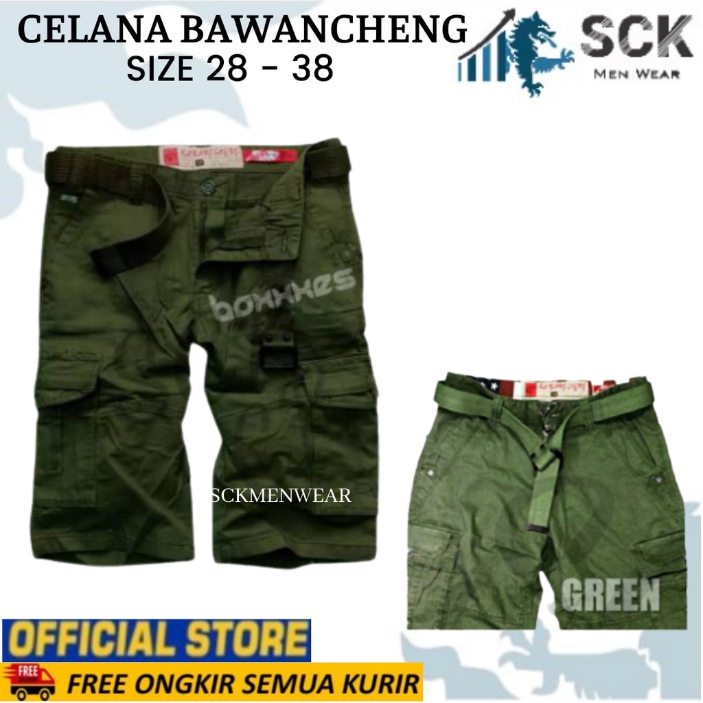 Celana Pendek Bawancheng Polos Cargo Pdl  size 28-38 / Bawahan Tactical Cargo Pria- sckmenwear GROSIR