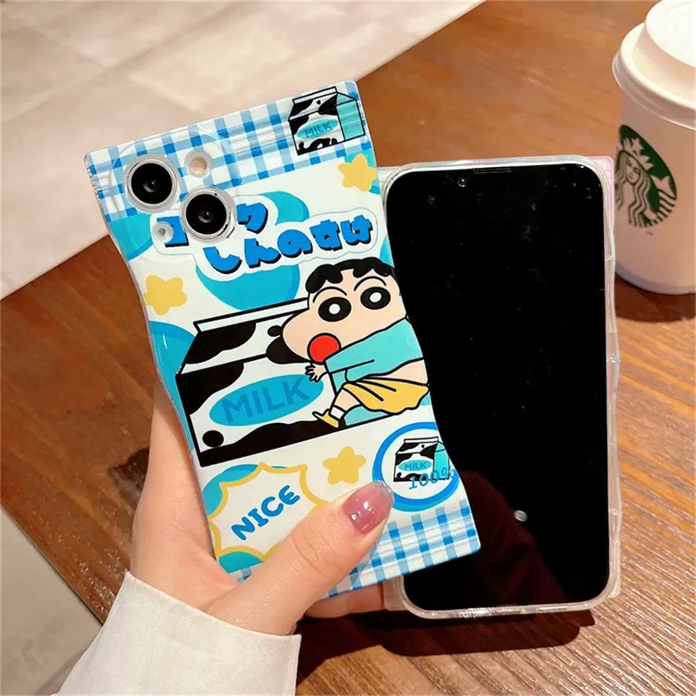IPHONE Casing Lucu Kompatibel Untuk Iphone14 14Pro 11 13 12 Pro MAX iPhone7 8plus 6s Plus XR 14Plus XS MAX Crayon Shin Chan Ice Cream Milk TPU Phone Cover