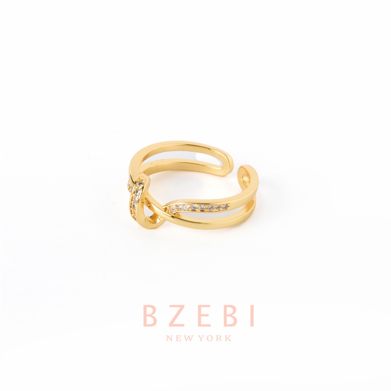 Bzebi Cincin Emas Berlian 18k, Cincin Terbuka Ajustable, Anti Karat, Gaya Korea, Aksesoris Fashion Wanita, Aksesoris Sehari-Hari, Perhiasan Premium, Hadiah Ulang Tahun Dengan Box 1128r