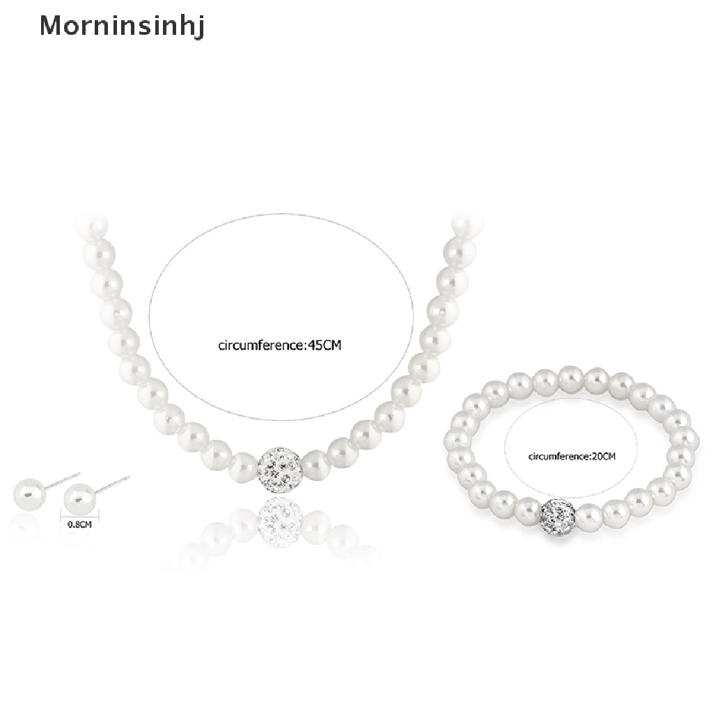 Mornin Set Perhiasan Mutiara Fashion Bola Mutiara Kalung Anting Gelang Set id