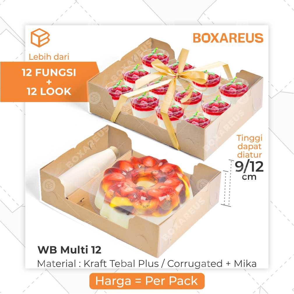 Box Pudding Cup Cake 12 Dus Hamper Kue Sekat Mika Kotak | WB MULTI 12