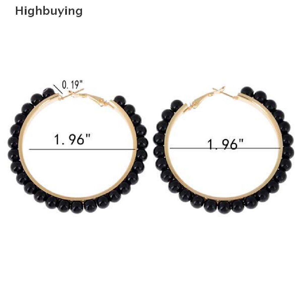 Hbid Wanita Fashion Faux Pearl Earings Chic Beads Lapis Emas Ear Hoop Lingkaran Anting Glory