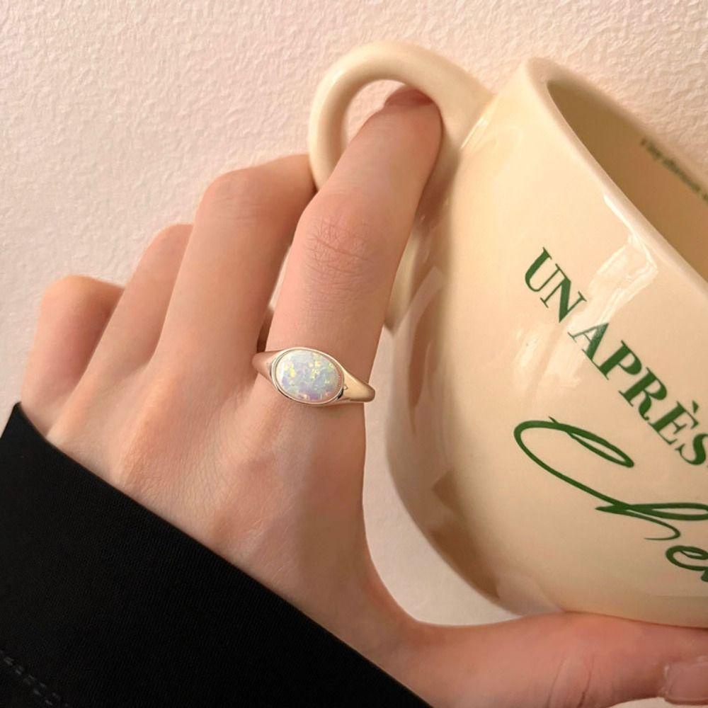 Needway   Wanita Cincin Terbuka French Sweet Shell Untuk Gadis Batu Retro Gaya Korea Ring