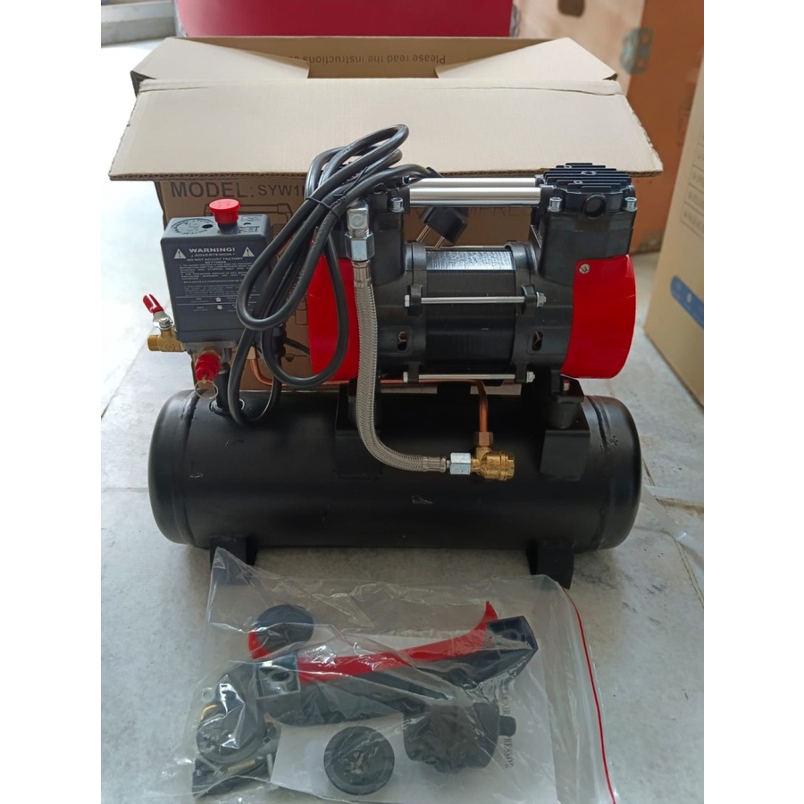 Kompresor Udara 1Hp 8Bar 9L Air compressor Oil-Free Pumpa Angin