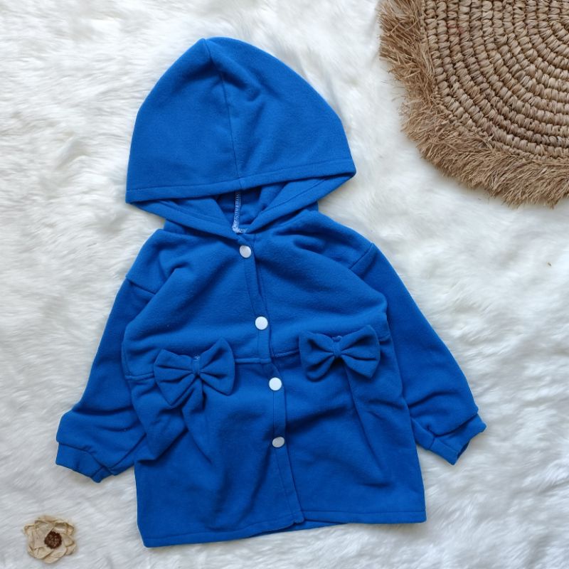 Jaket sweater cardigan bayi model pita Hoodie ala korean style 3-24 bulan