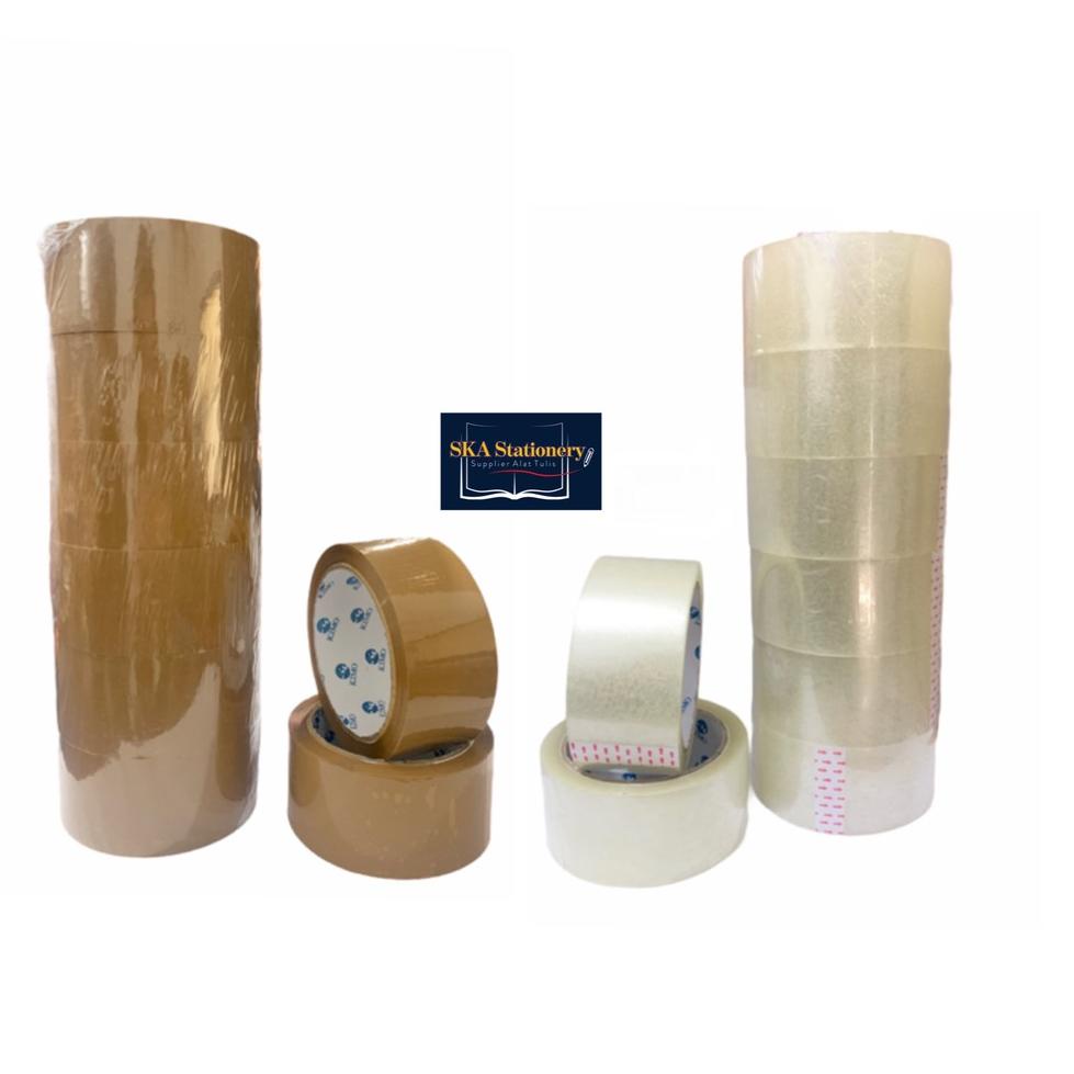 

Z90 Lakban/Plakban OPP Bening Coklat 45 mm x 80 yard (Roll) BARU SPESIAL ㅓ