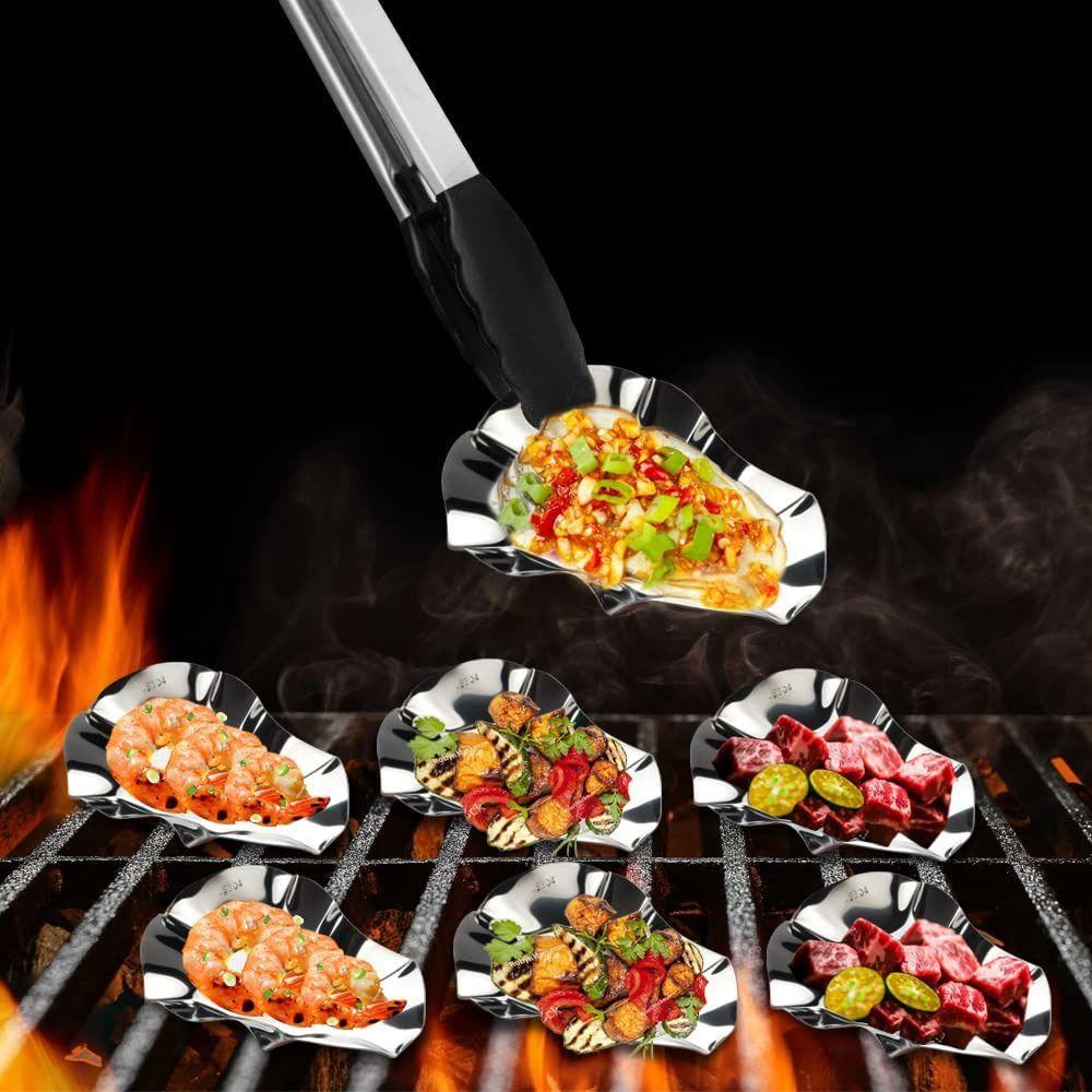 [Elegan] Piring Tiram 4 Pcs Dapur Grill Pan Shell Shaped Sauce Tray