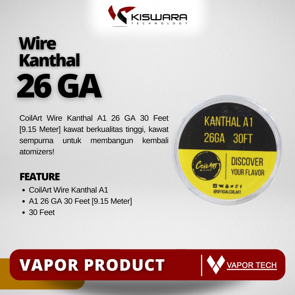 CoilArt Wire Kanthal A1 26 GA 30 Feet [9.15 Meter]